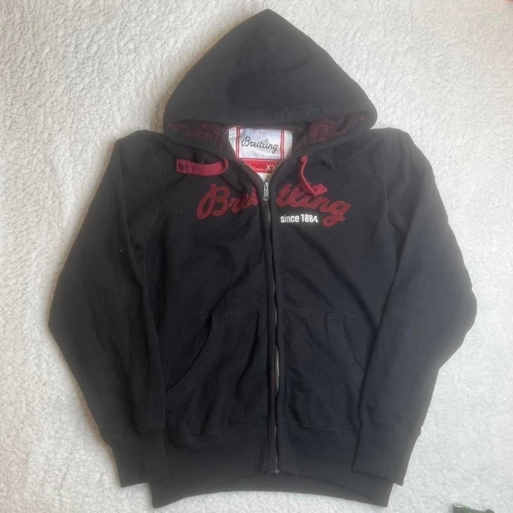 Y2K brietling men's back embroidered full zip hoodie heavy‎ watches designer xxl